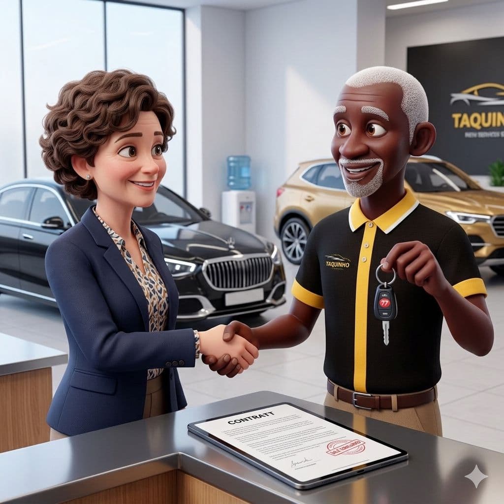 Cliente avaliando financiamento de veículo na Taquinho Automóveis